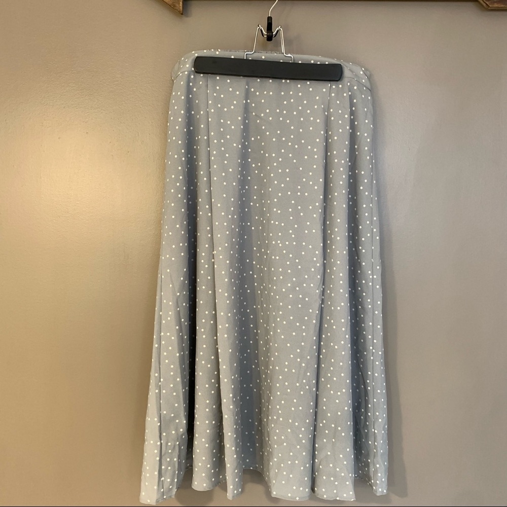 OAK + FORT Light Blue Polka Dot Midi Skirt